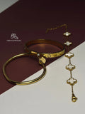 Premium Cartier Nail & Love Bangle Combo with White Clover Bracelet 💫💍 | Trendy Jewelry