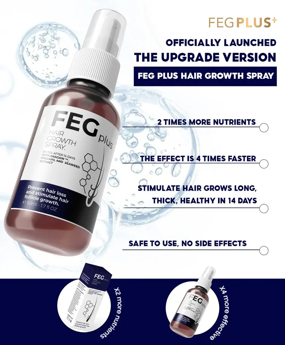 🌱 FEG+ Hair Growth Spray – Anti-Hair Fall & Regrowth Booster 💧