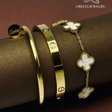 Premium Cartier Nail & Love Bangle Combo with White Clover Bracelet 💫💍 | Trendy Jewelry